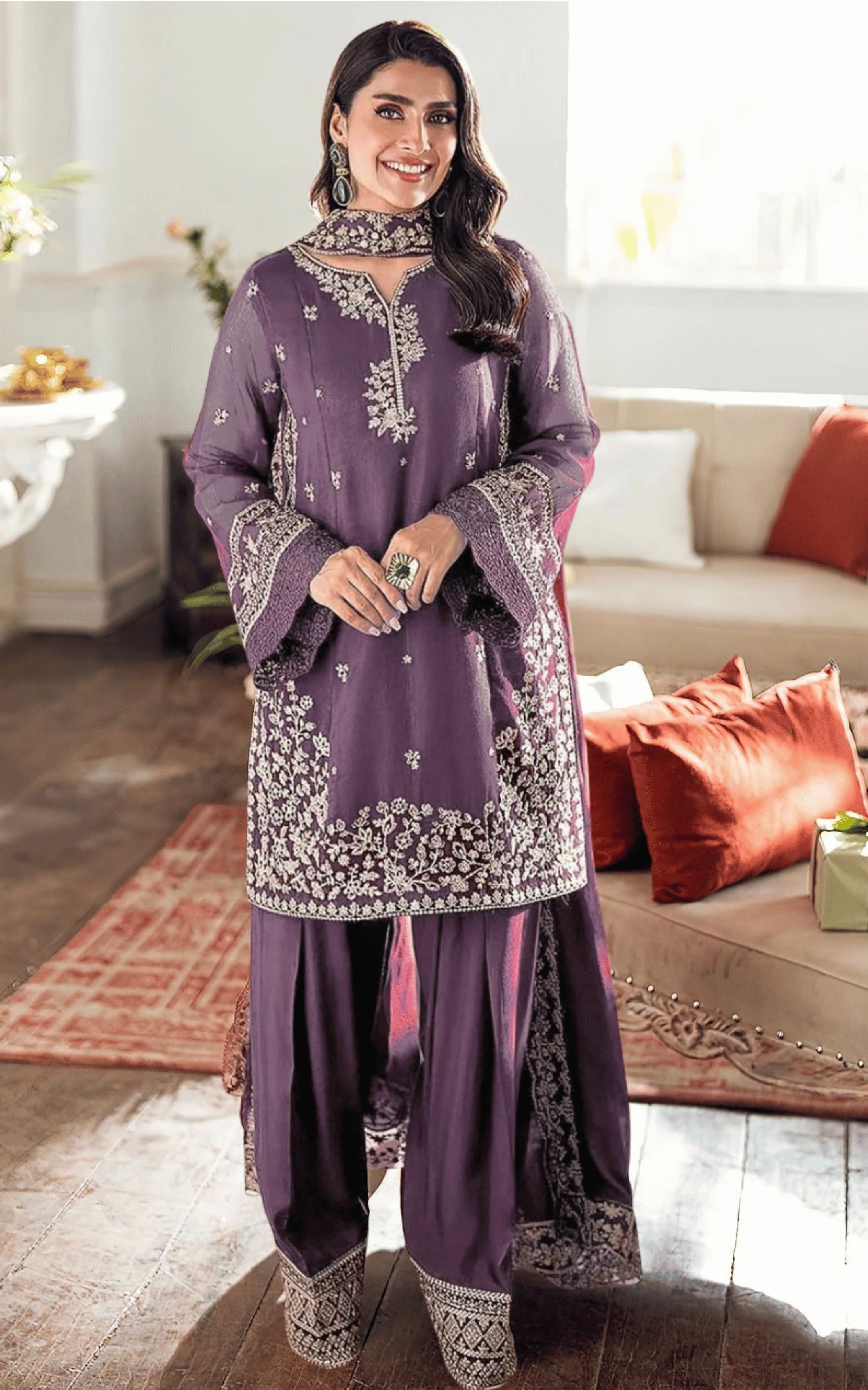 AZURE 3pc UNSTITCHED Dhank FABRICS