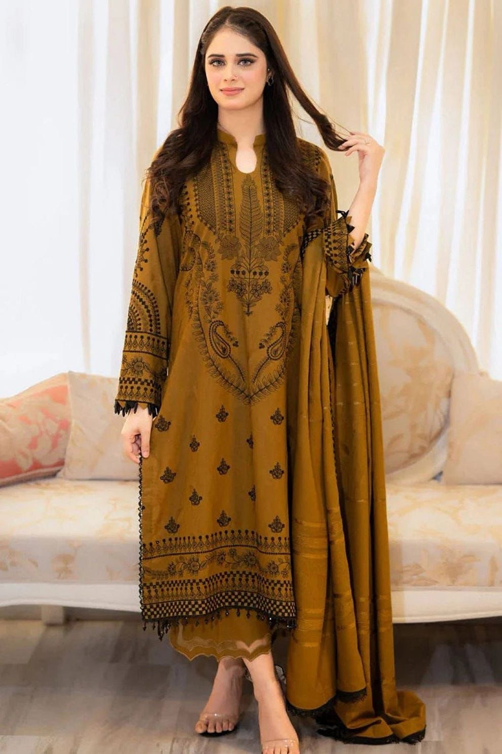 URGE 3PC UNSTITCHED FULLY EMBROIDERED SUIT