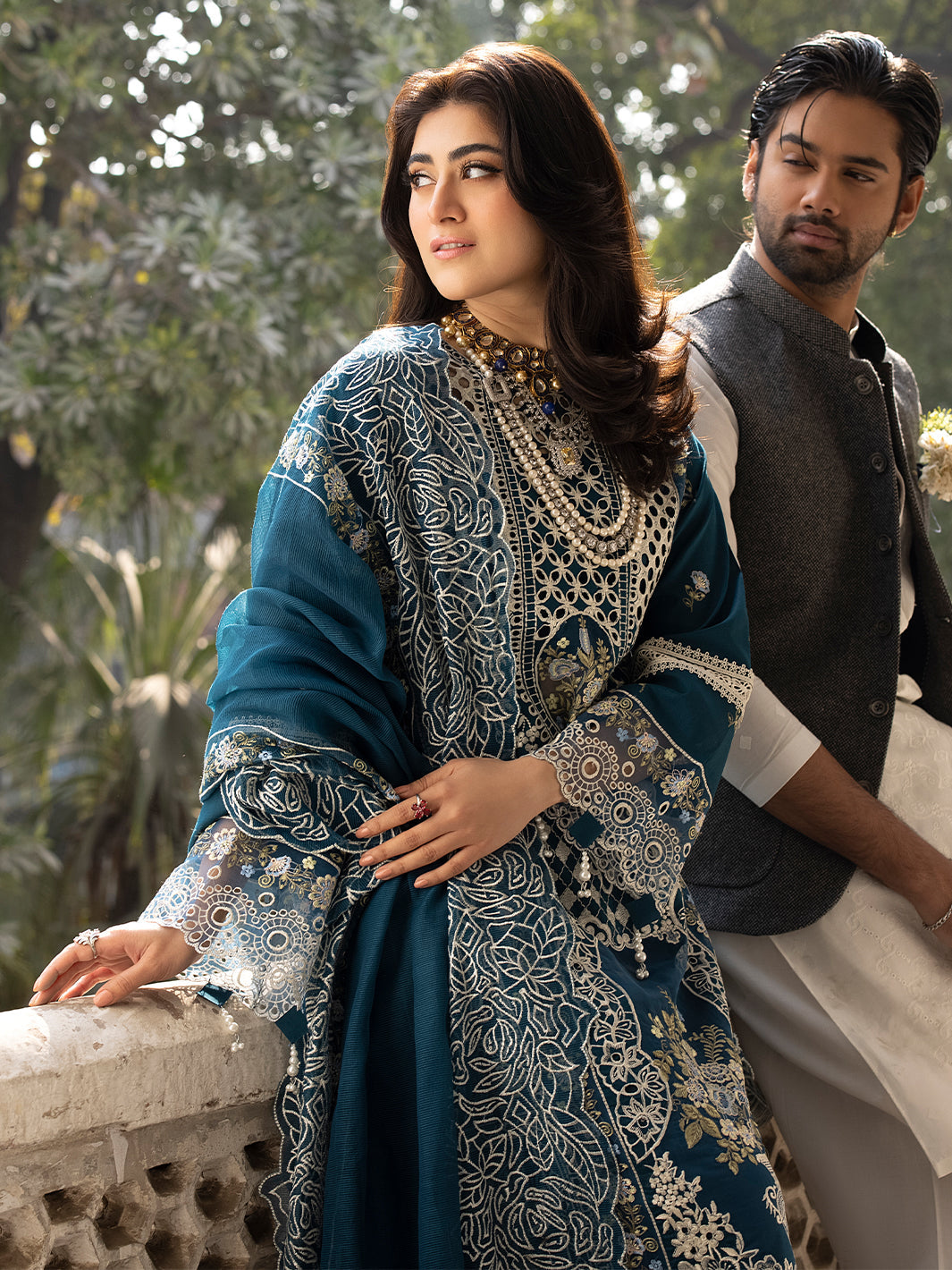 MAHNOOR BLUE 3PC LAWN UNSTITCHED LUXURY EMBROIDERED 
Code:18