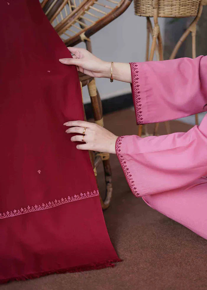 WINTER 3PC Dhanak suit with Embroidered Shawll