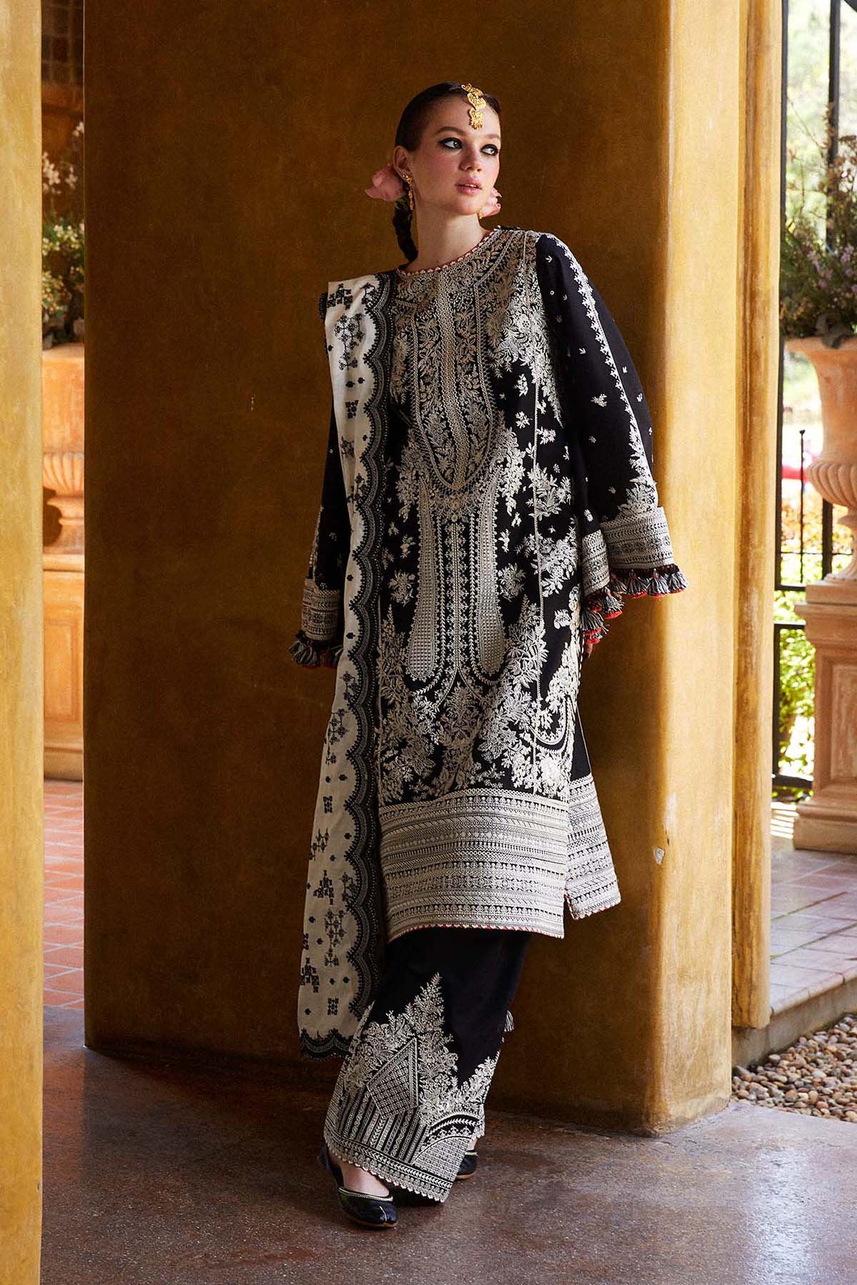 Hussain Rehar 3PC Embroidered Lawn Suit with Printed Cotton Slub Net Dupatta -7172