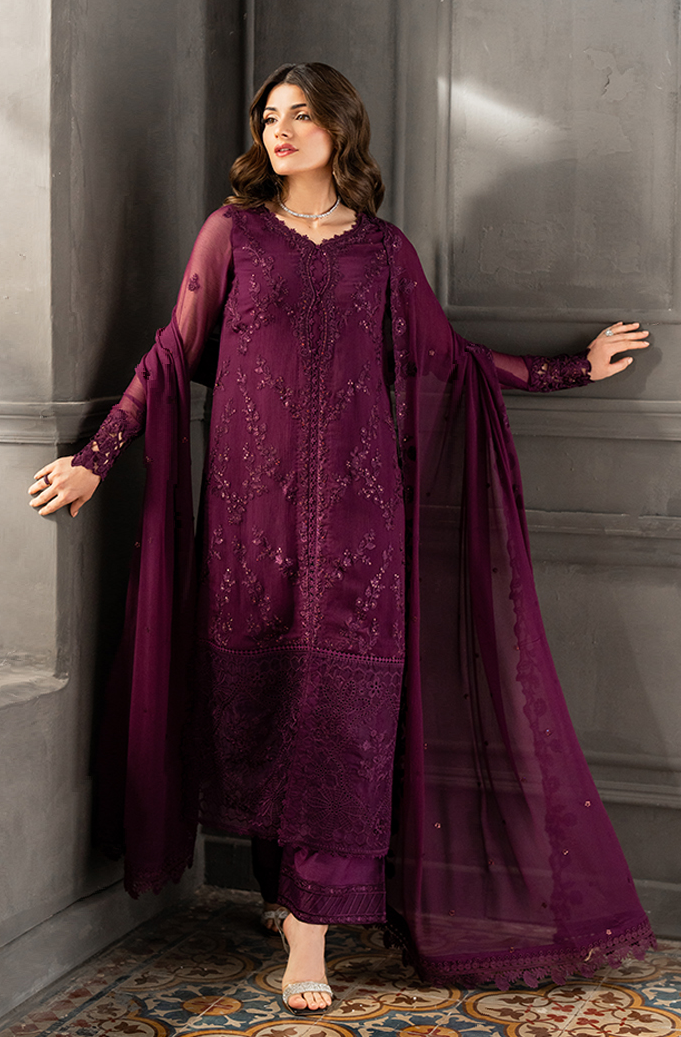 Azure Wedding Festive Luxury Chiffon Embroidered 3pc Unstitched