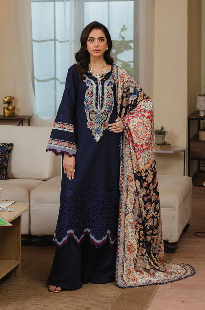 MAHNOOR - 3PC Unstitched Dhanak Embroidered Suit - US117