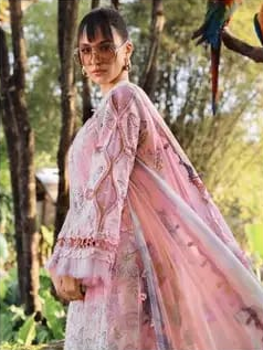 Maria B Butterfly Pink Full Printed Lawn Summer'26 Embroidered 3Piece Unstitched
