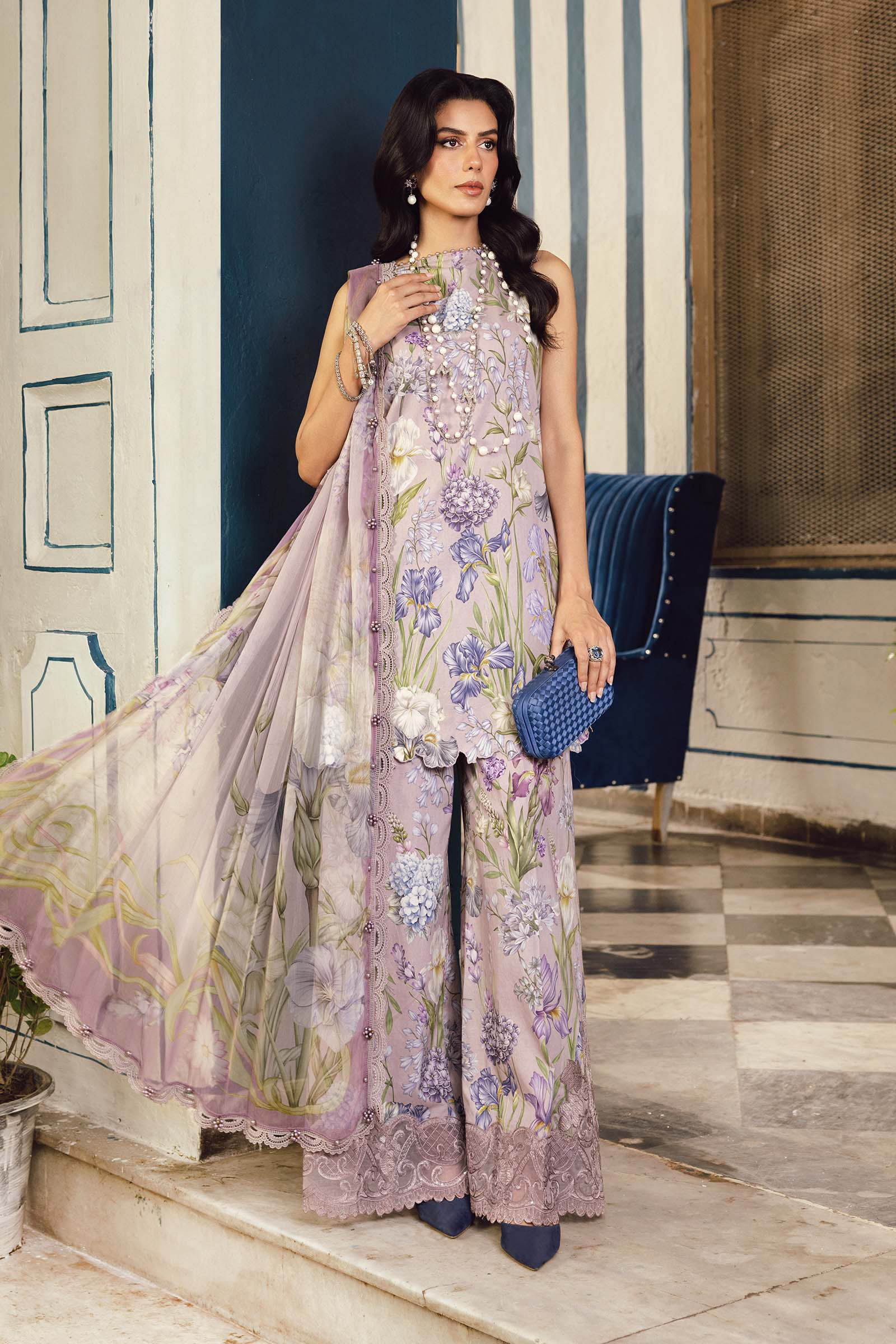 Maria.B MPrints Embroidered Cambric Unstitched 3Pc Suit