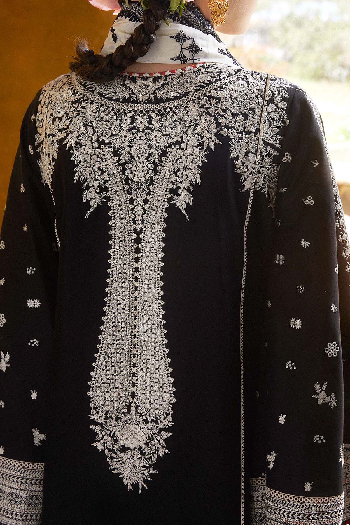 Hussain Rehar 3PC Embroidered Lawn Suit with Printed Cotton Slub Net Dupatta -7172