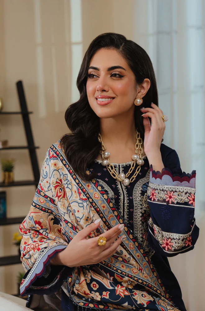 MAHNOOR - 3PC Unstitched Dhanak Embroidered Suit - US117