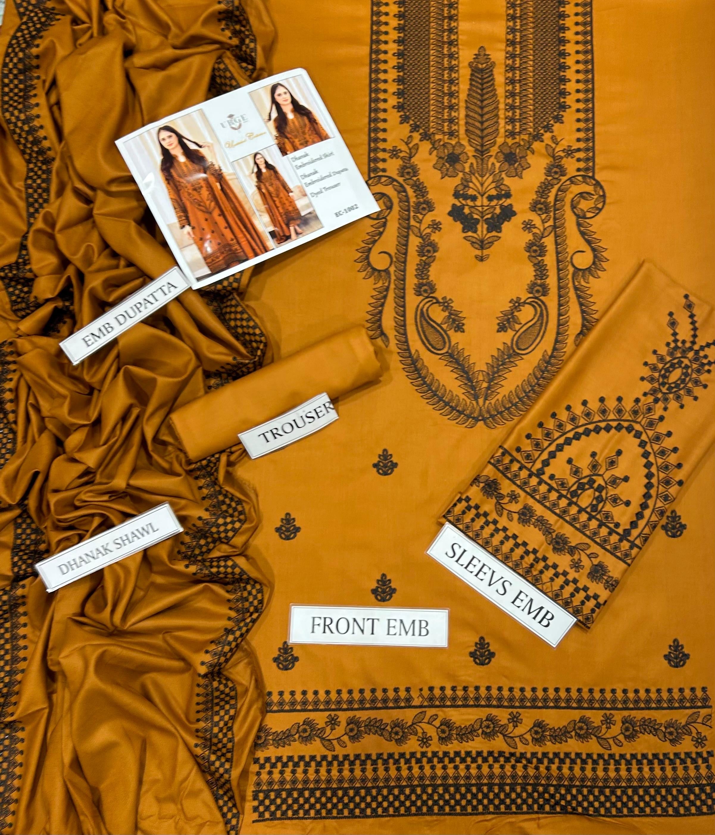 URGE 3PC UNSTITCHED FULLY EMBROIDERED SUIT