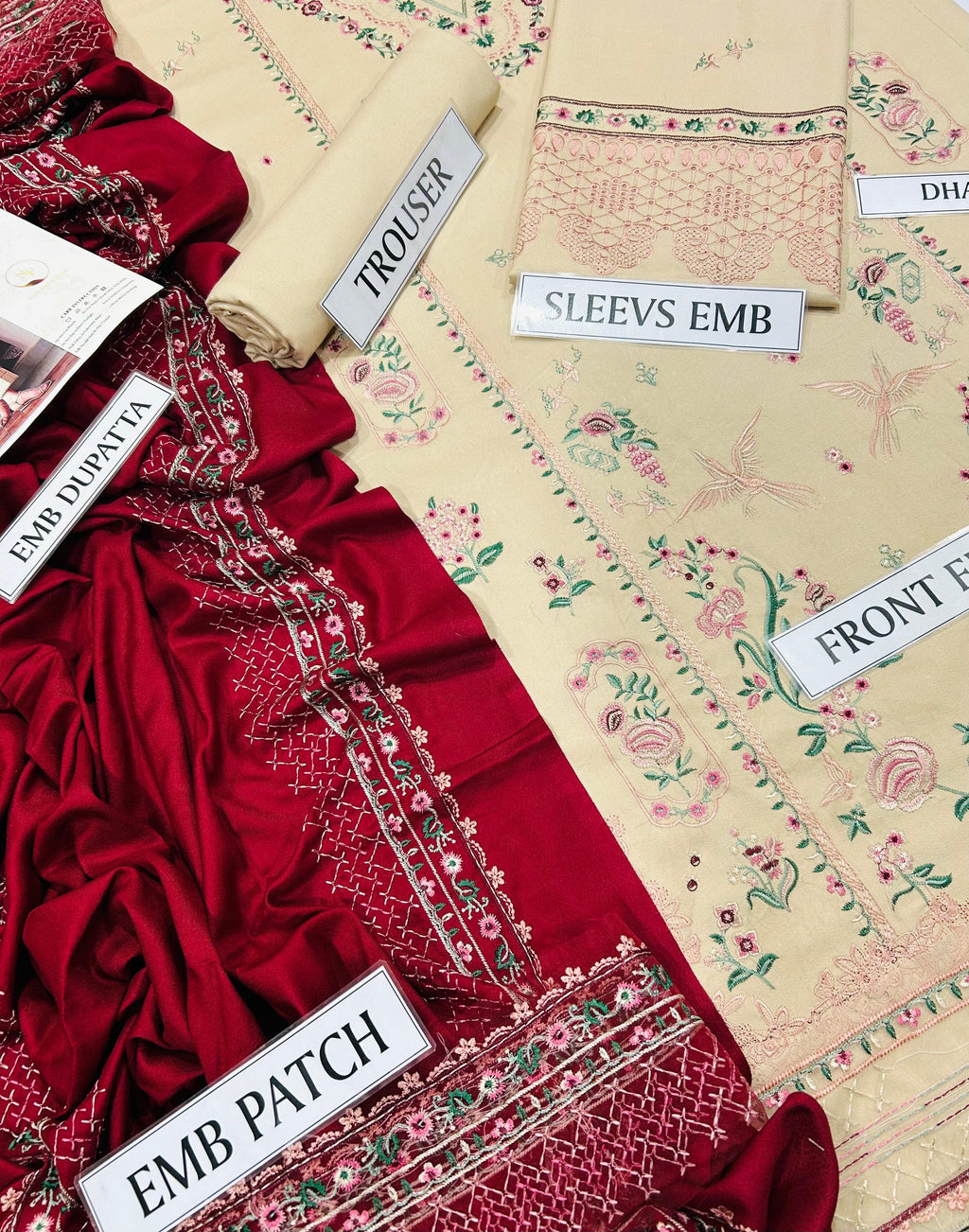 IZEL 3PC UNSTITCHED EMBROIDERED