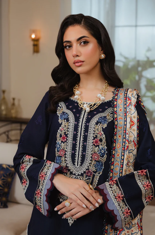 MAHNOOR - 3PC Unstitched Dhanak Embroidered Suit - US117