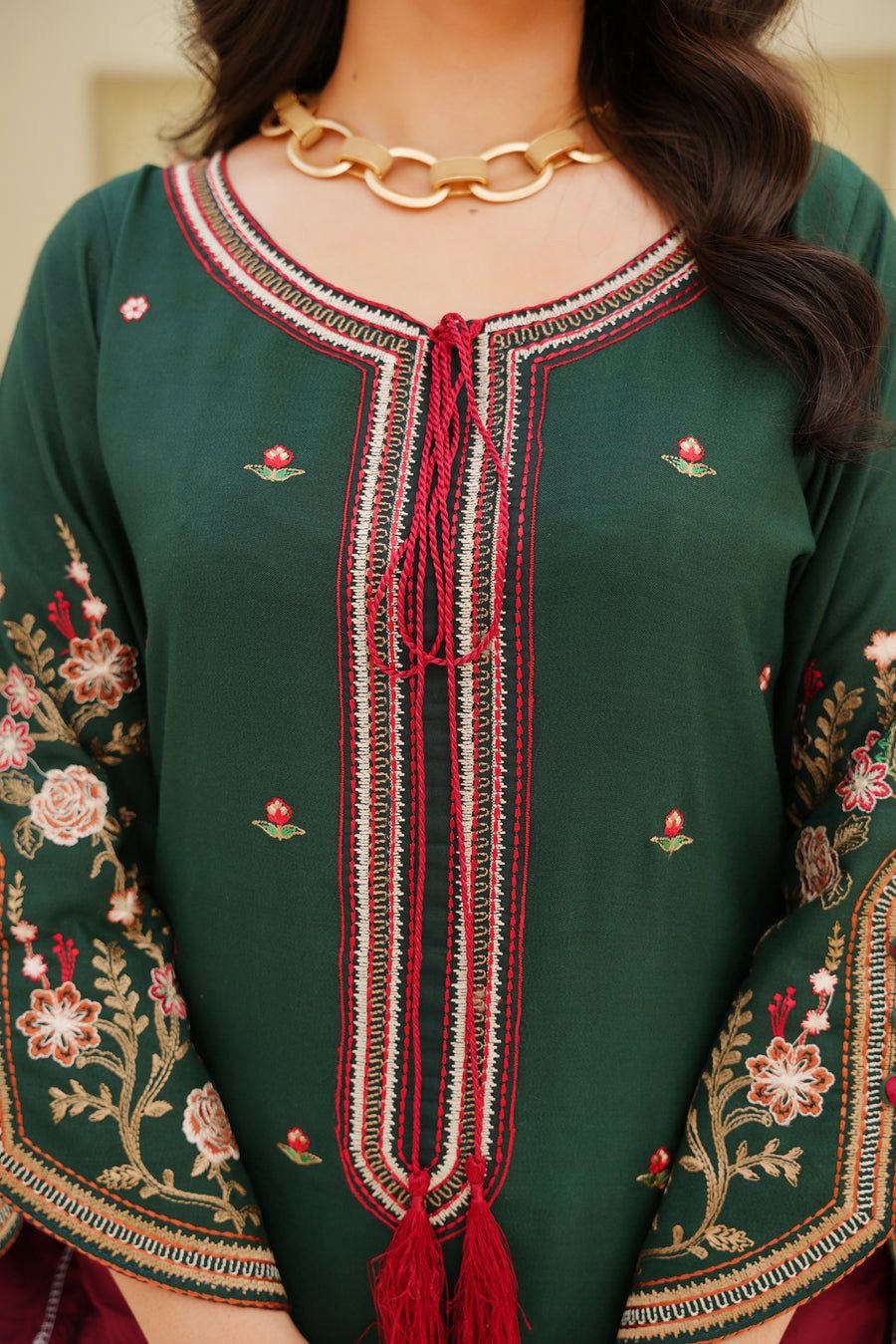 ANAM&IRUM’Z 3PC UNSTITCHED EMBROIDERED SUIT