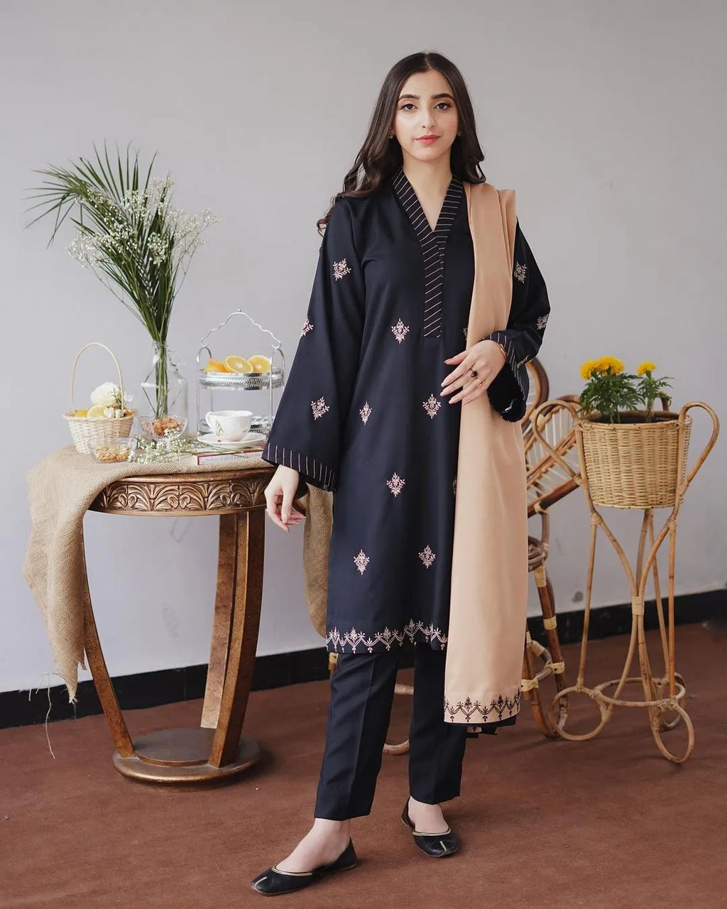 AISLING - 3PC DHANAK EMBROIDERED Sf-347