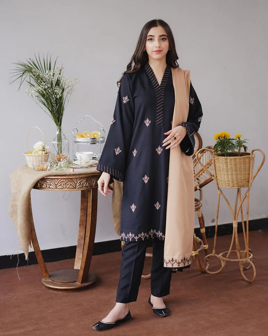 AISLING - 3PC DHANAK EMBROIDERED Sf-347