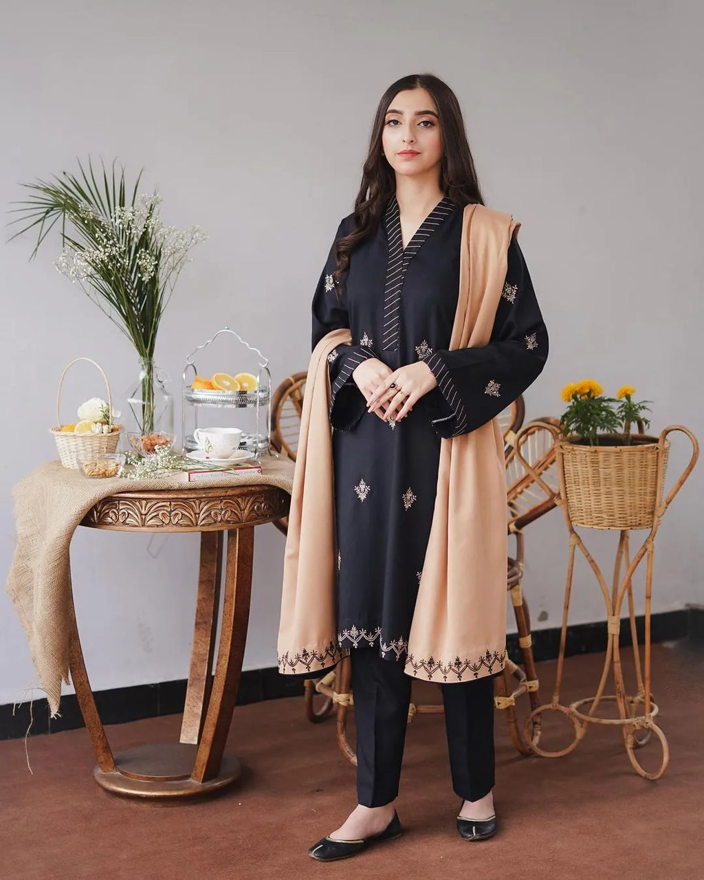 AISLING - 3PC DHANAK EMBROIDERED Sf-347