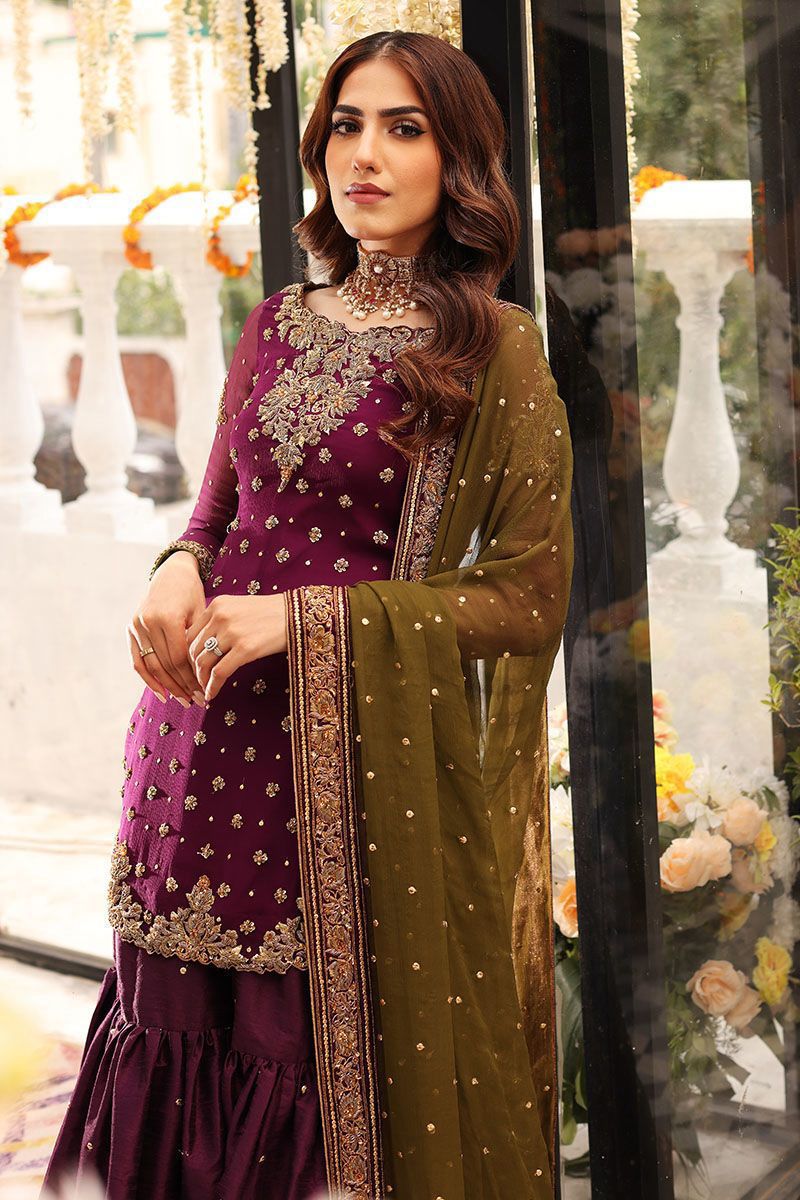 Aisha Imran Purple Bridal Collection Chiffon