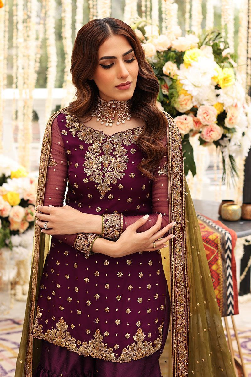 Aisha Imran Purple Bridal Collection Chiffon