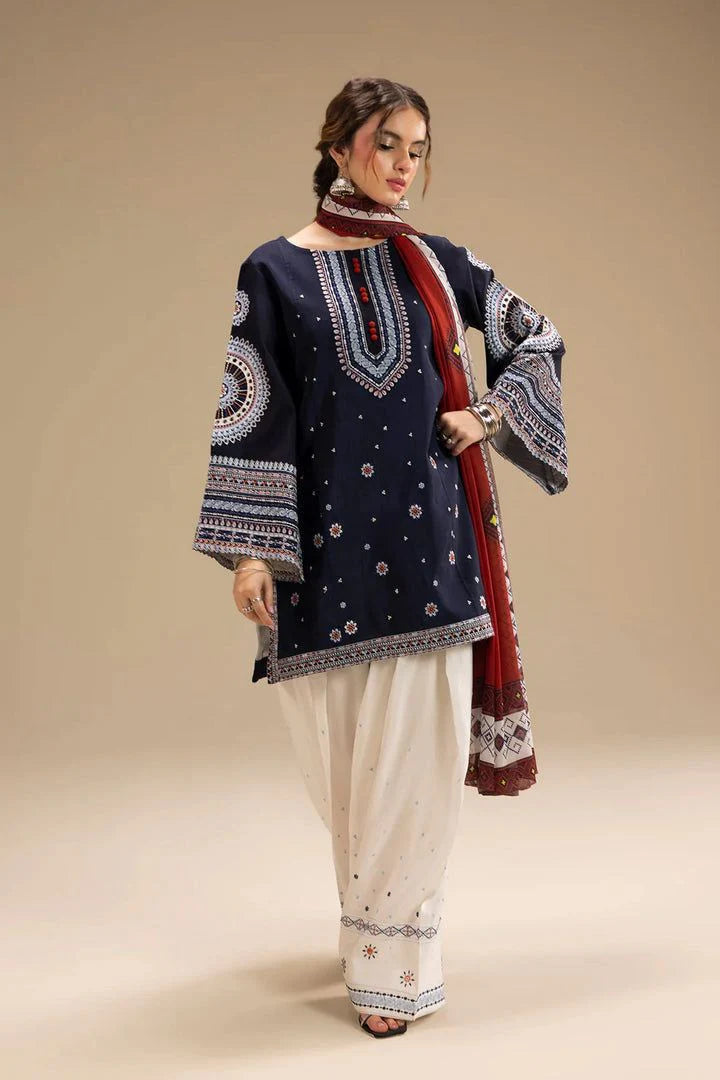 JAZIM UNSTITCHED 3PC DHANAK EMBROIDERED WITH DIGITAL PRINT SHAWL