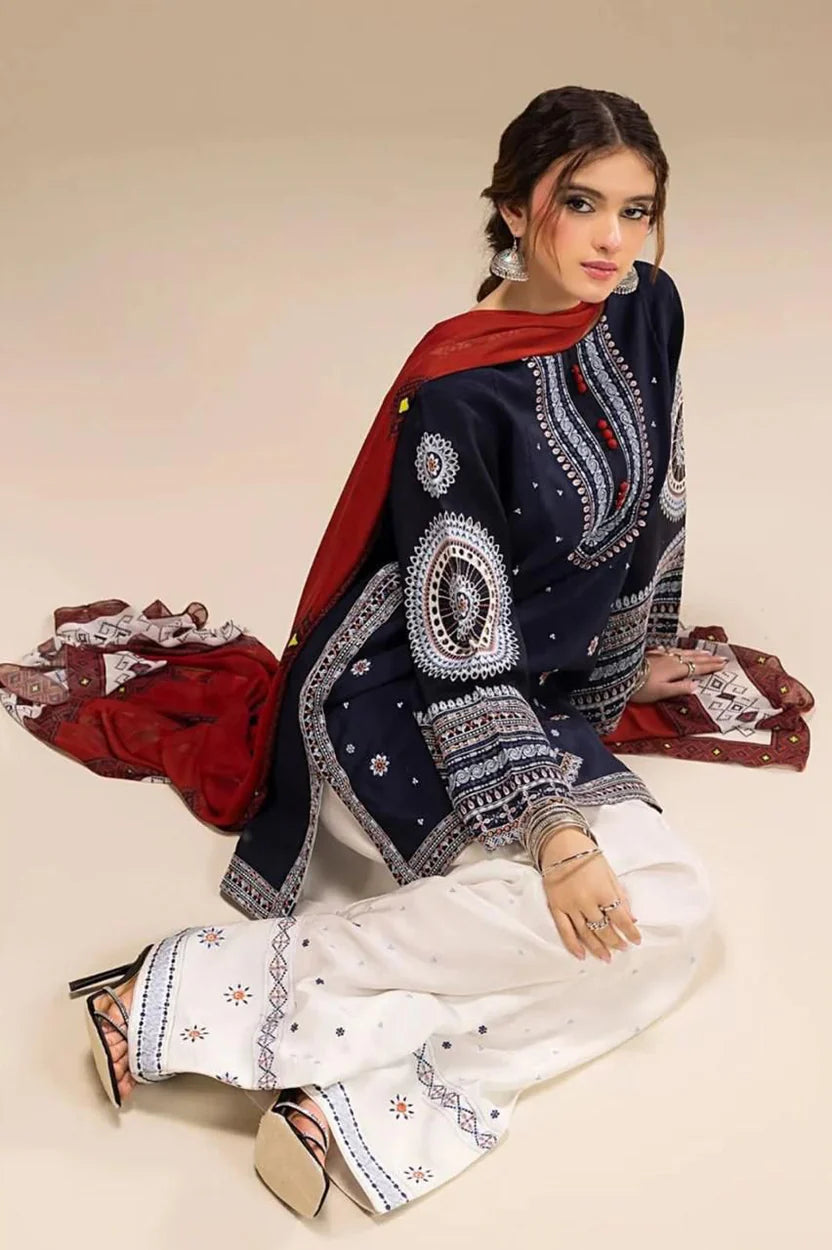 JAZIM UNSTITCHED 3PC DHANAK EMBROIDERED WITH DIGITAL PRINT SHAWL