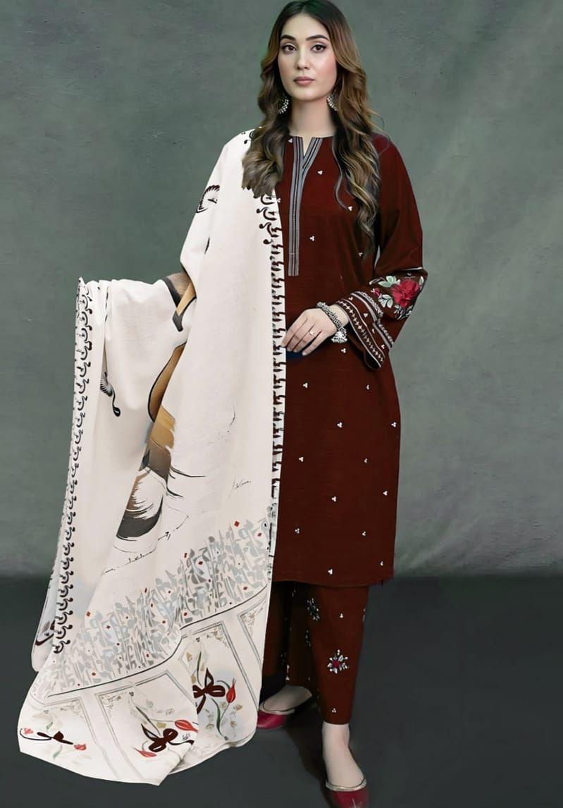 ASLING 3PC DHANAK FULLY EMBROIDERED