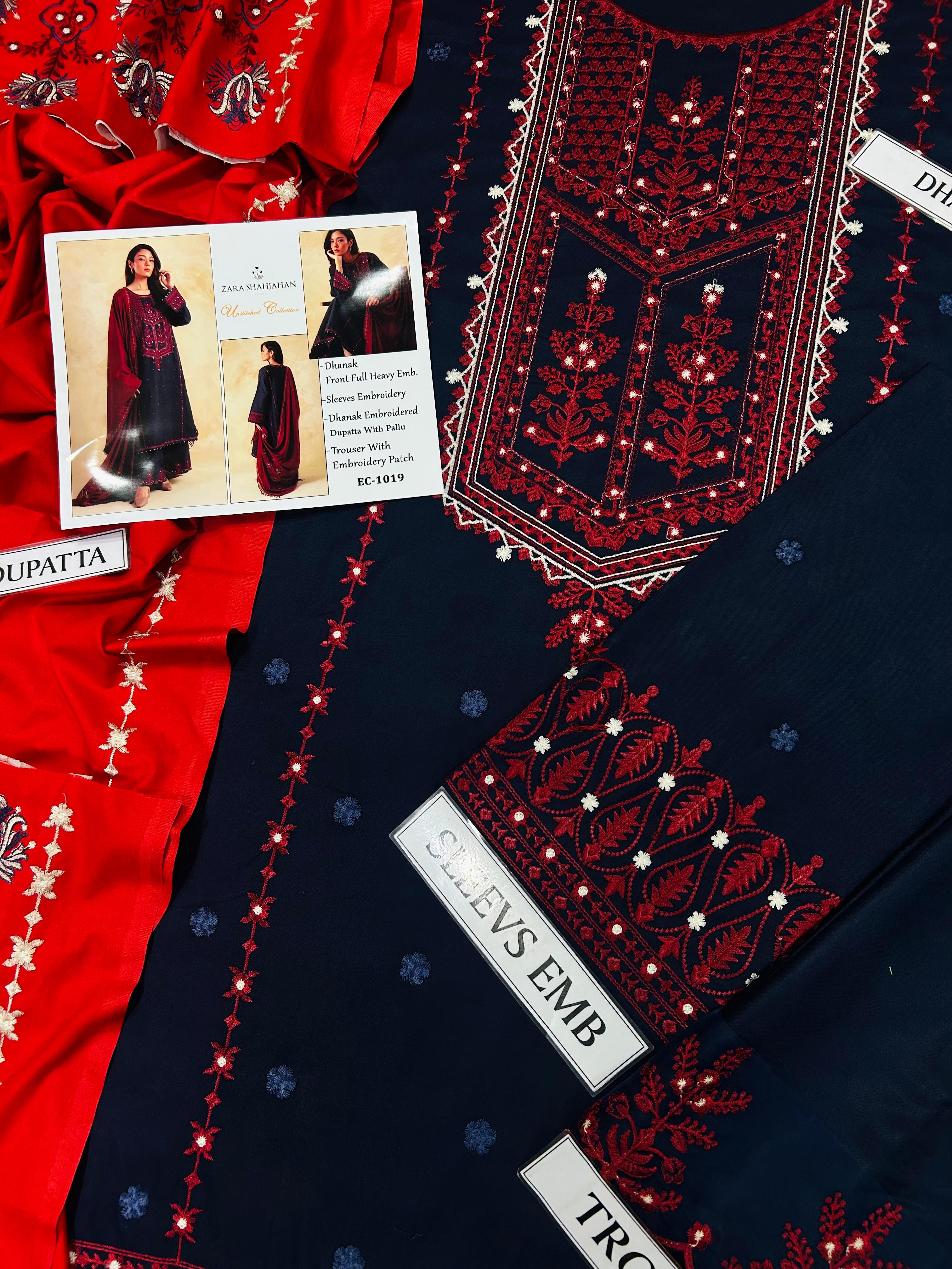 ZARA SHAHJAHAN 3PC DHANAK UNSTITCHED