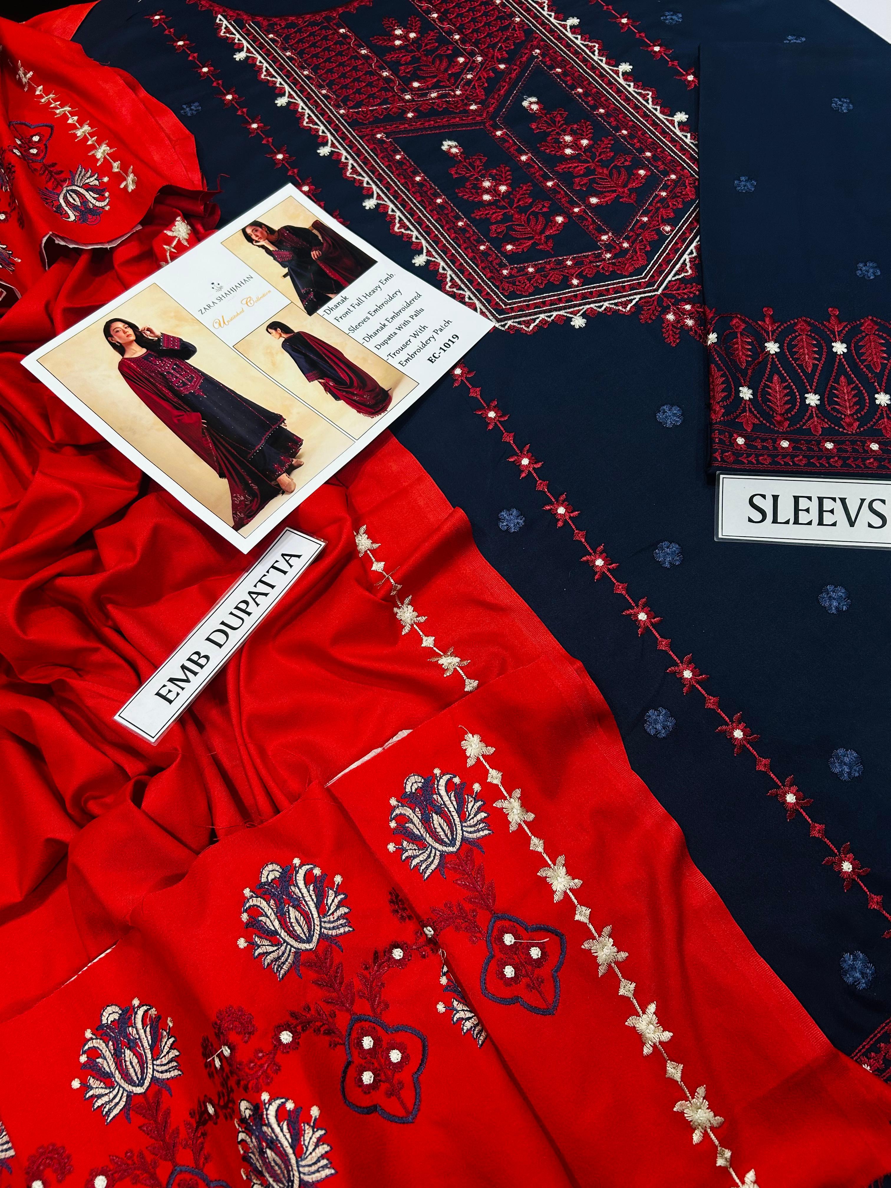 ZARA SHAHJAHAN 3PC DHANAK UNSTITCHED