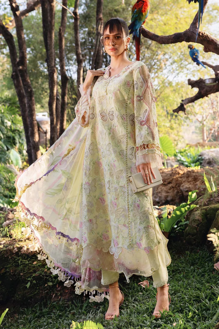 Maria B 2Piece Butterfly Lemon Full Printed Lawn Summer'26 Embroidered Unstitched