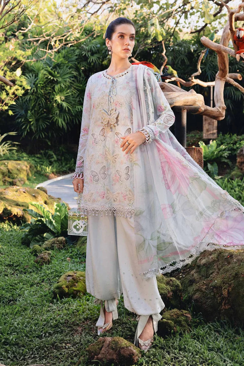 Maria B Butterfly Epic Grey Full Printed Lawn Summer'26 Embroidered 3Piece Unstitched