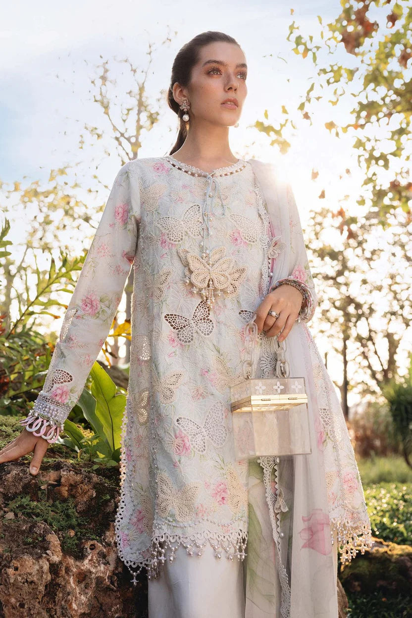Maria B Butterfly Epic Grey Full Printed Lawn Summer'26 Embroidered 3Piece Unstitched