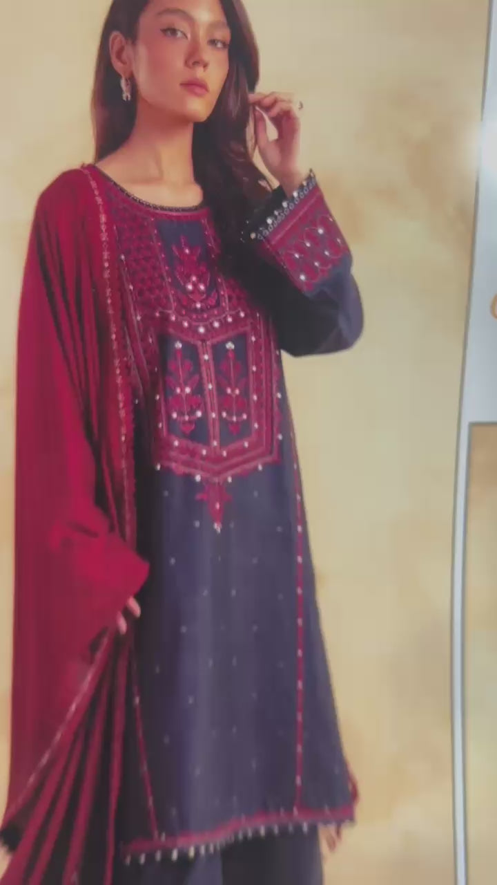 ZARA SHAHJAHAN 3PC DHANAK UNSTITCHED