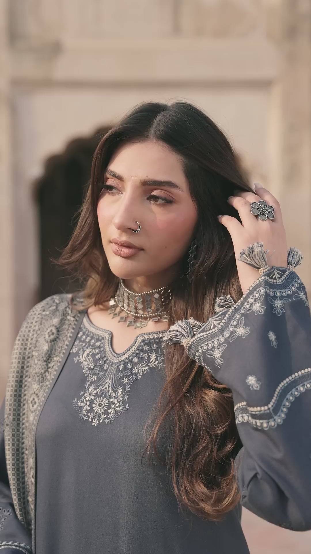 IZEL LUXURY UNSTITCHED WINTER DHANAK EMBROIDERED 3PC WITH DIGITAL PRINTED WOOL SHAWL