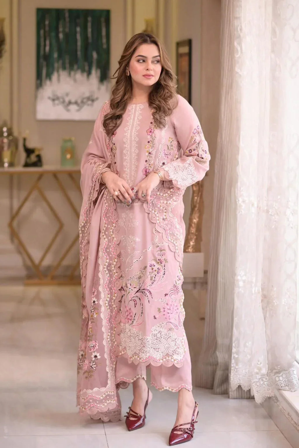 ANEELAS LAWN LUXURY 3PC UNTITCHED EMBROIDERED WITH BEMBER DUPPATTA