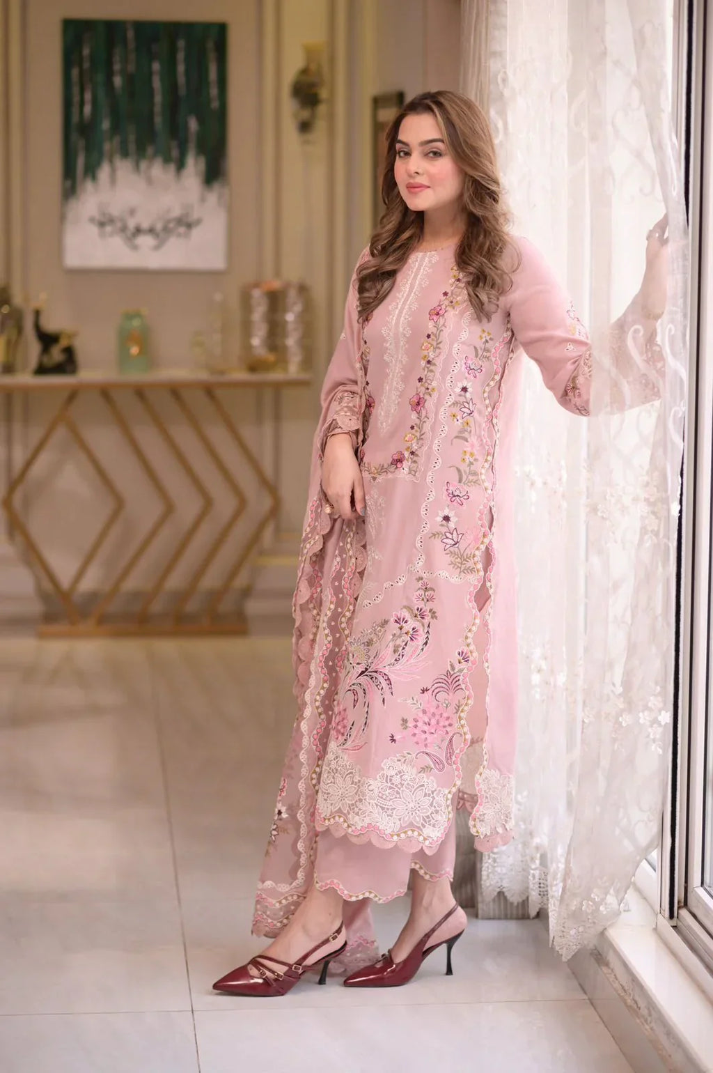ANEELAS LAWN LUXURY 3PC UNTITCHED EMBROIDERED WITH BEMBER DUPPATTA